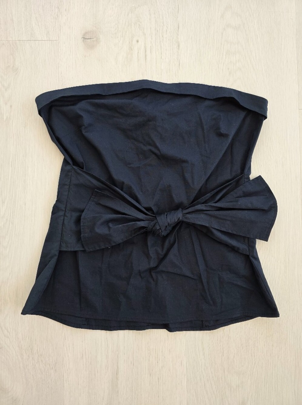 Navy Tie-Front Strapless Top
